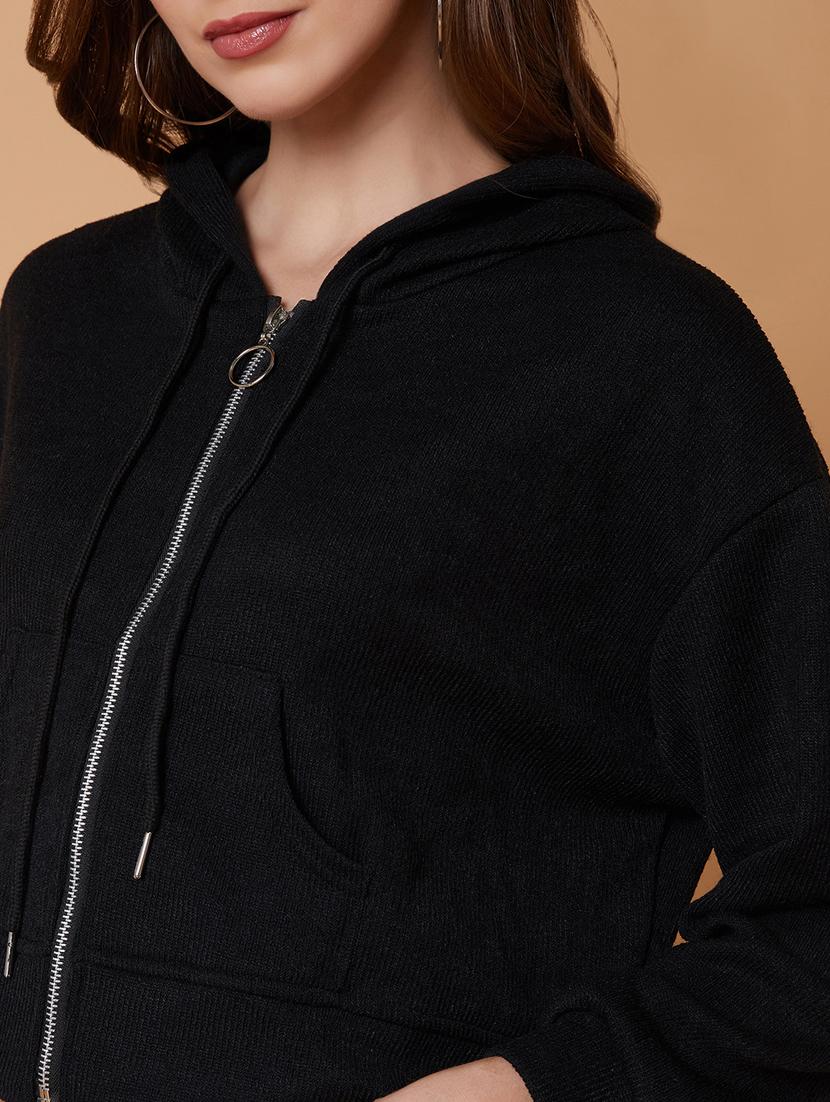 women black acrylic plain sweatshirt - 21387366 - Standard Image - 5