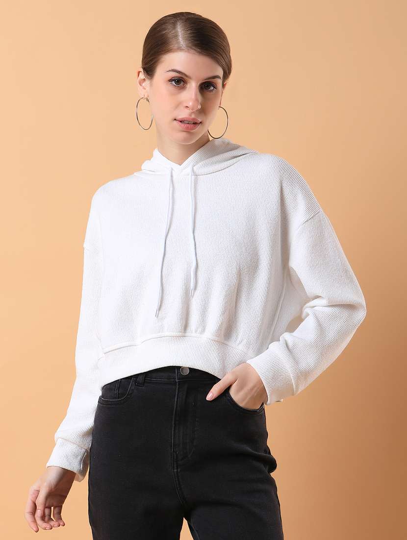 women white acrylic plain sweatshirt - 21387367 -  Zoom Image - 0