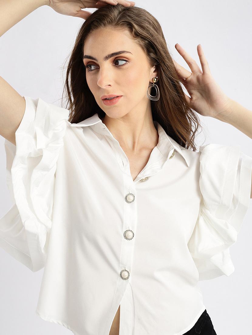 white solid regular top - 21387404 - Standard Image - 3