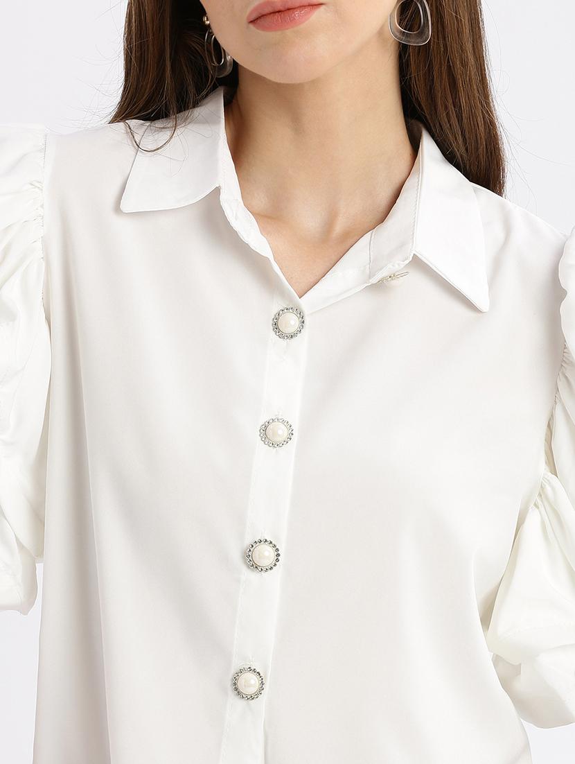 white solid regular top - 21387404 - Standard Image - 5