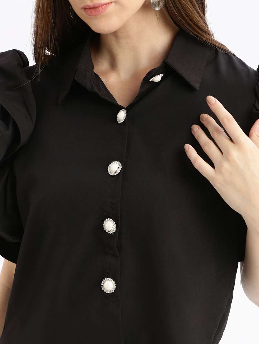 black solid regular top - 21387405 - Standard Image - 5