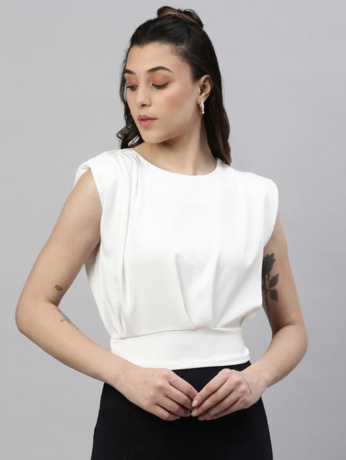 white solid tie back top - 21387419 -  Standard Image - 0