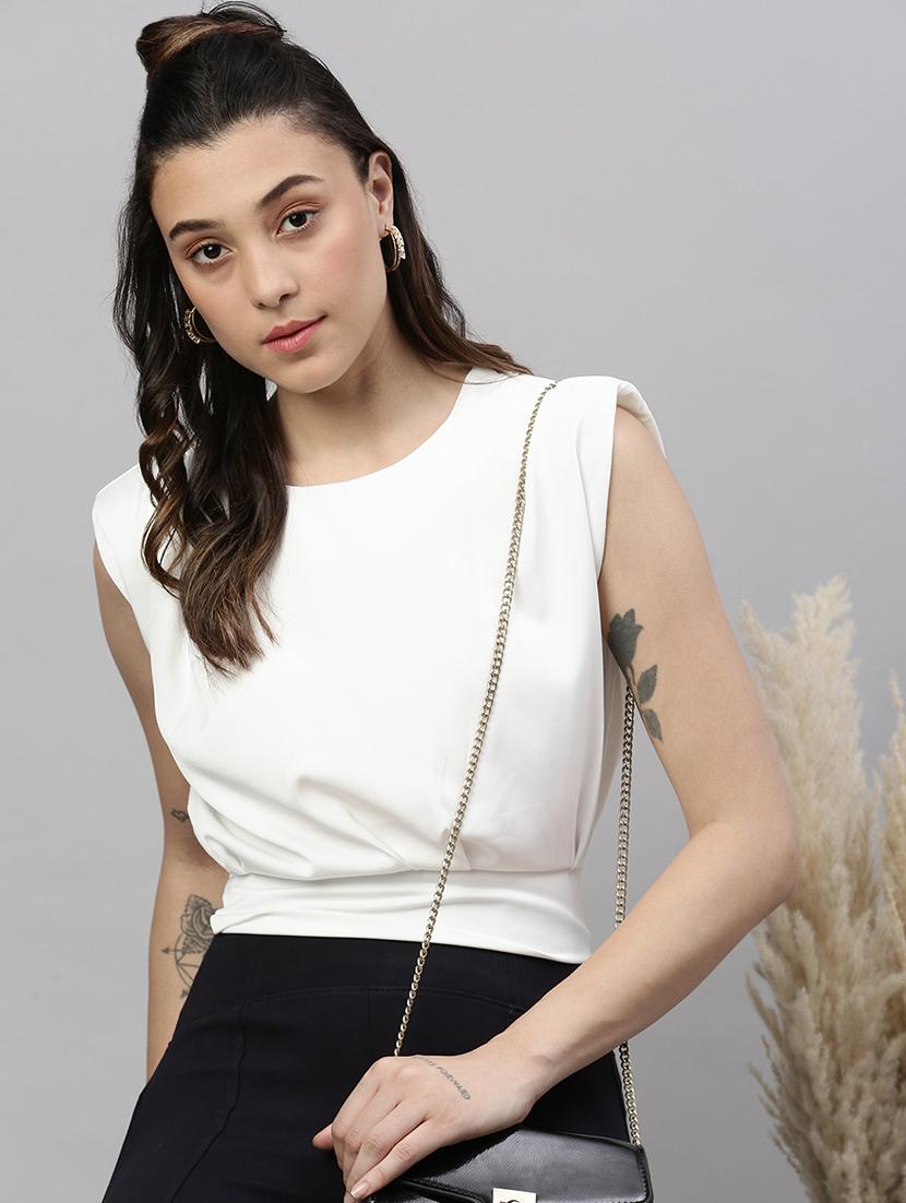 white solid tie back top - 21387419 - Standard Image - 3