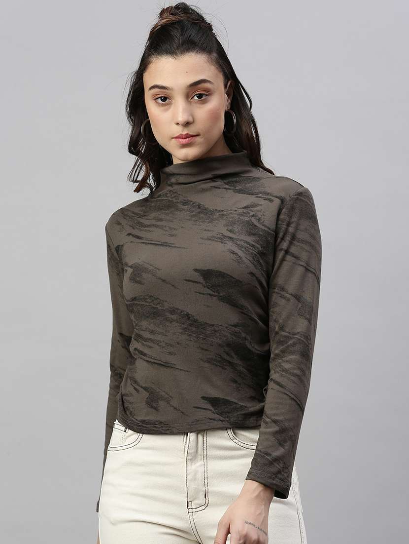 brown abstract printed regular top - 21387425 -  Standard Image - 5