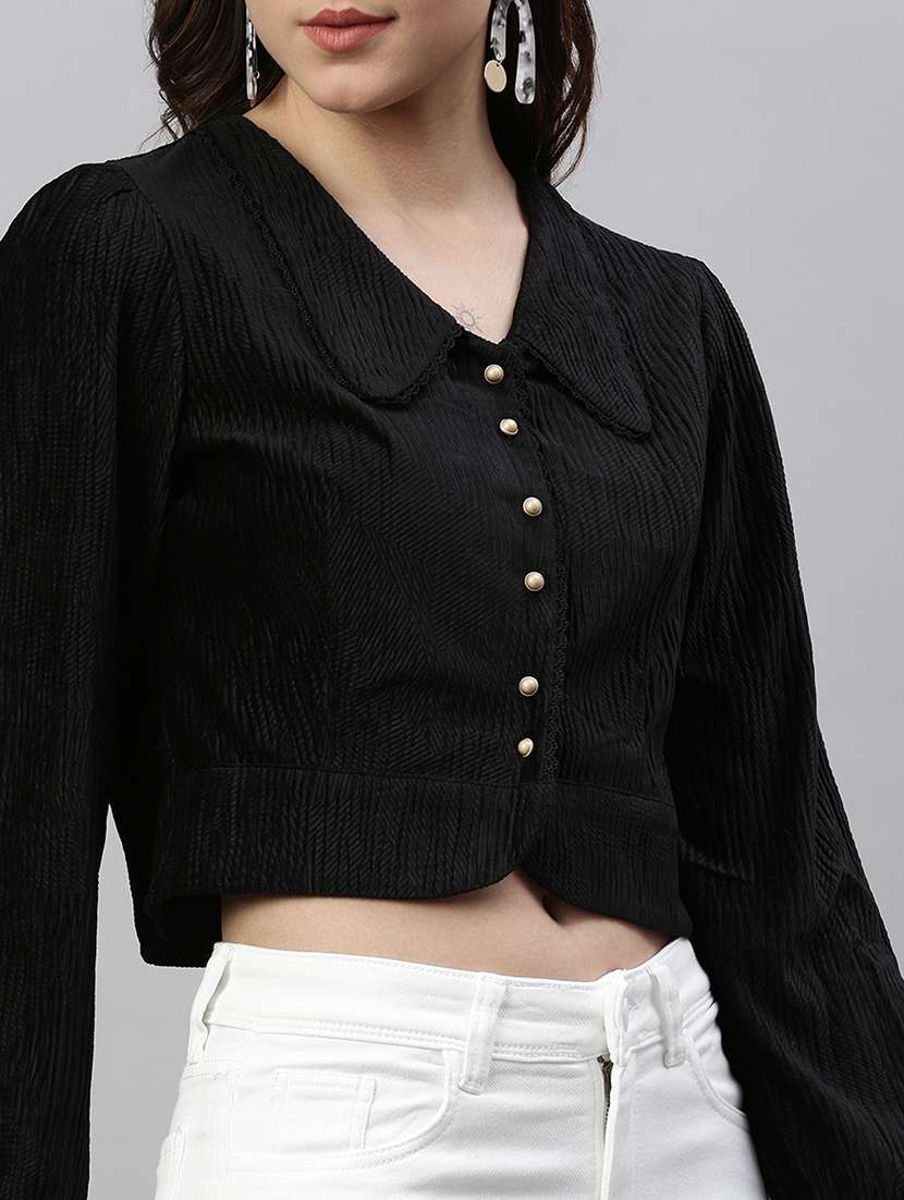 black solid shirt top - 21387429 -  Standard Image - 5