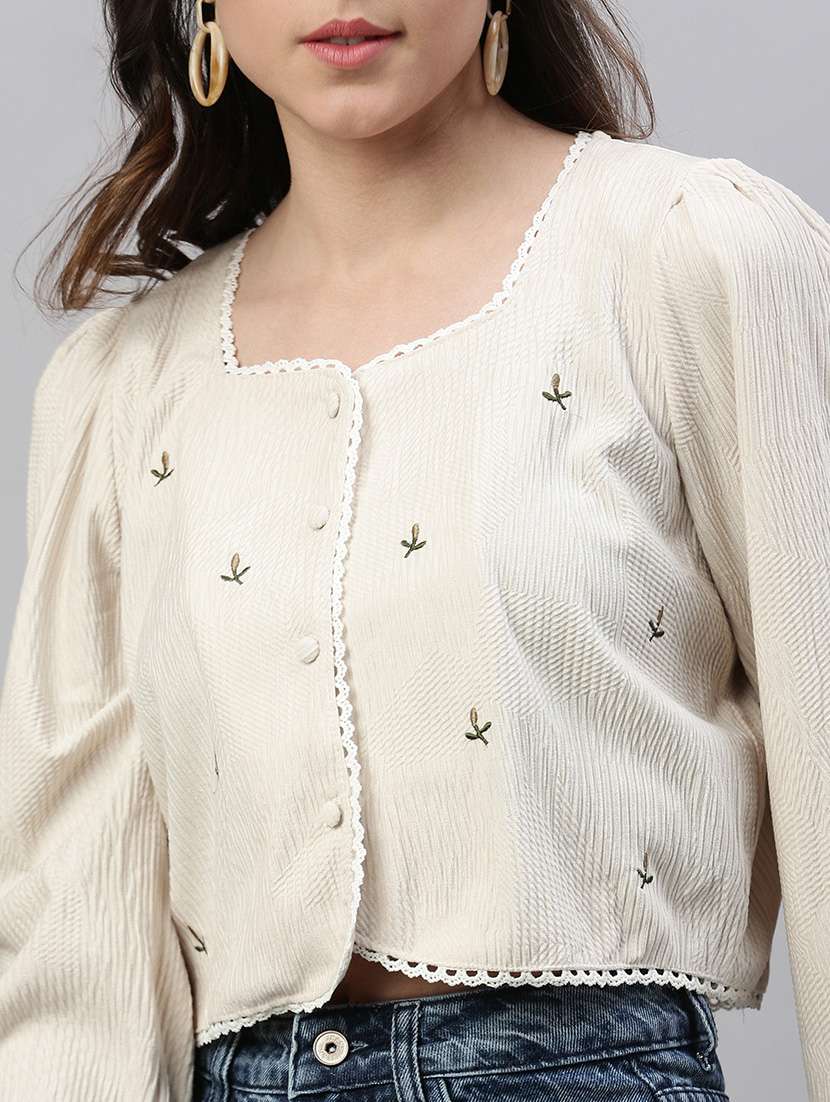 cream embroidered shirt top - 21387435 -  Standard Image - 5