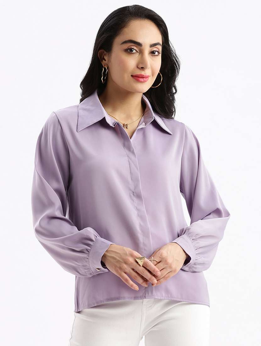 lavender solid shirt top - 21387473 - Zoom Image - 0