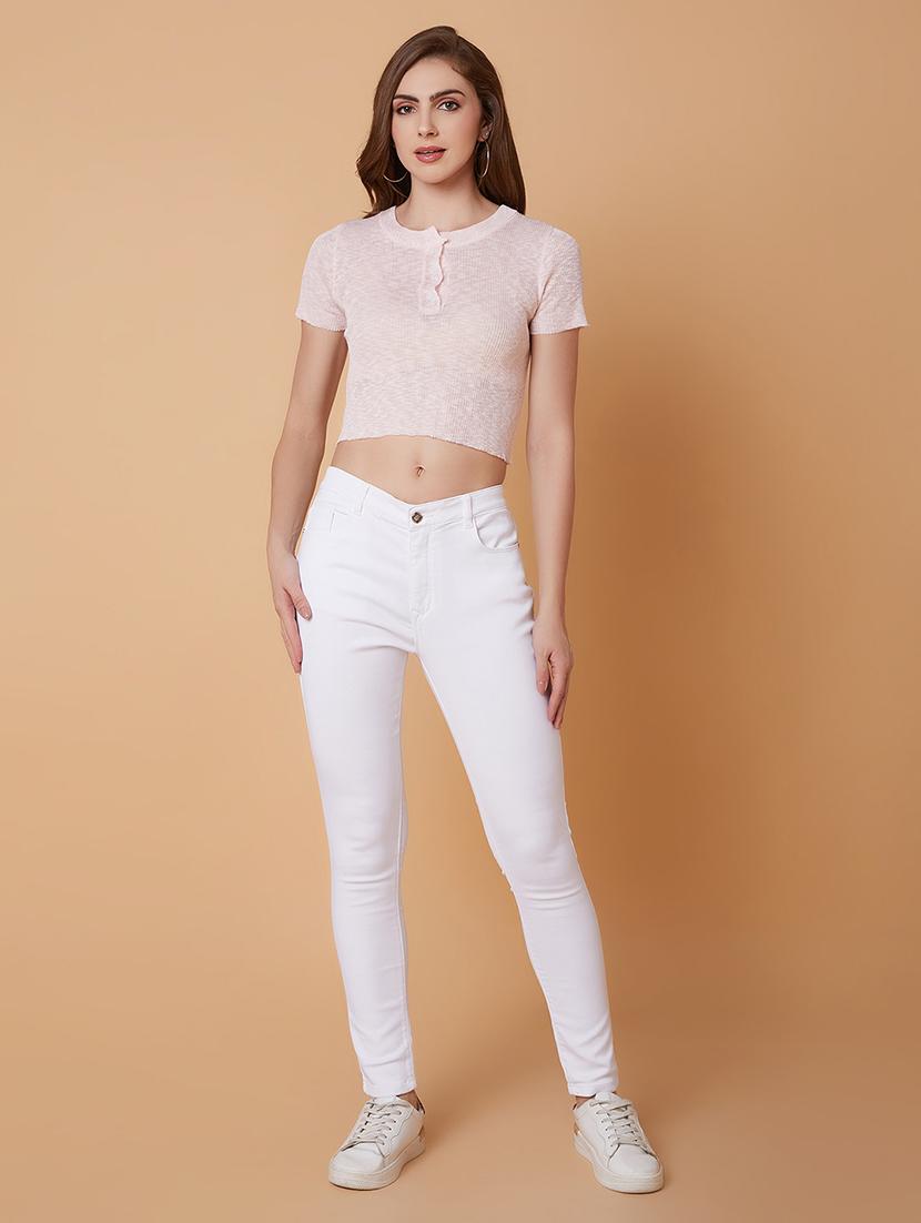 pink solid crop top - 21387481 - Standard Image - 5