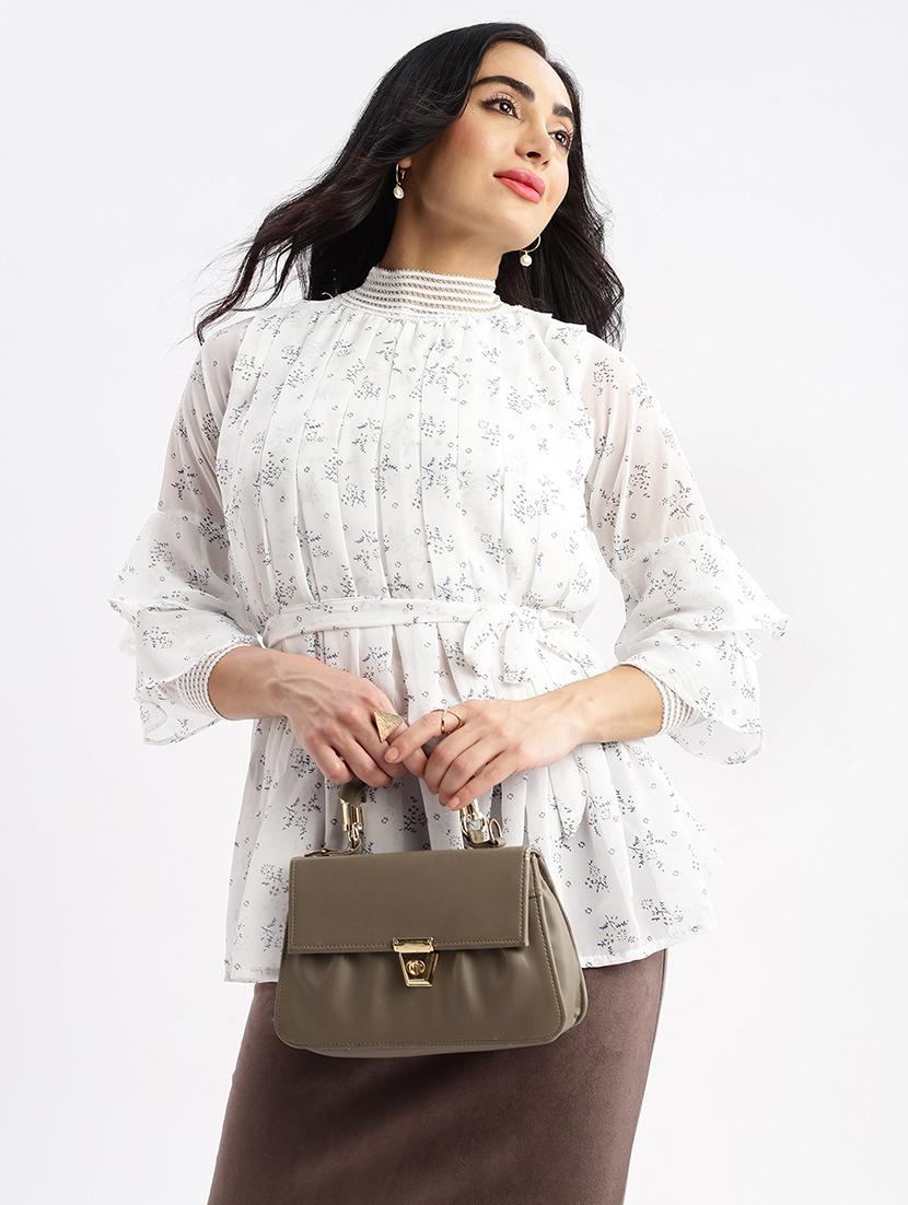 women white georgette regular top - 21387484 - Standard Image - 3
