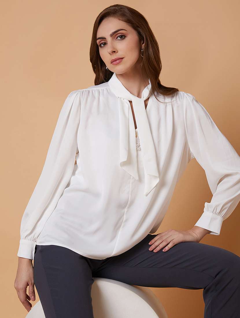 white satin shirt top - 21387497 -  Standard Image - 3