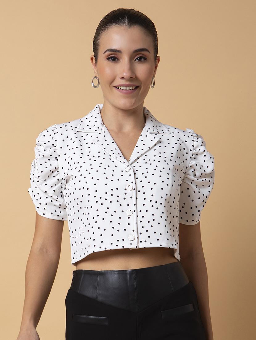 white polka dot crop top - 21387508 - Zoom Image - 0