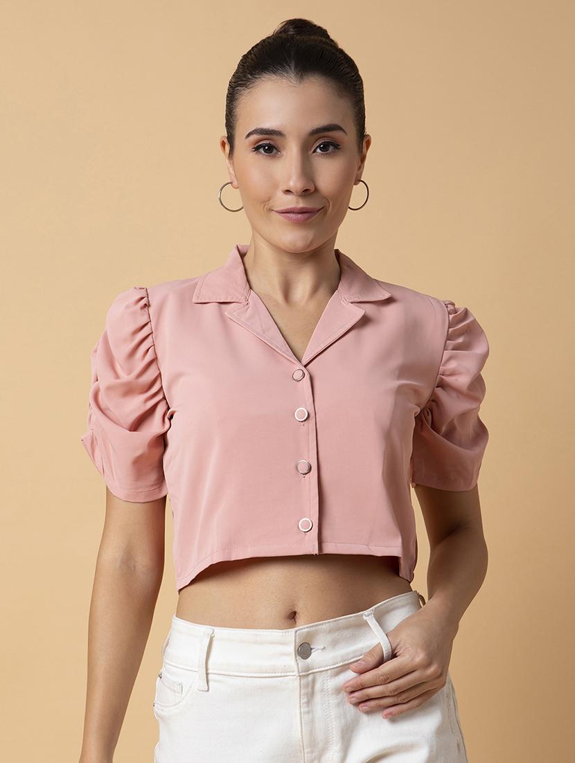 peach solid shirt top - 21387512 -  Zoom Image - 0