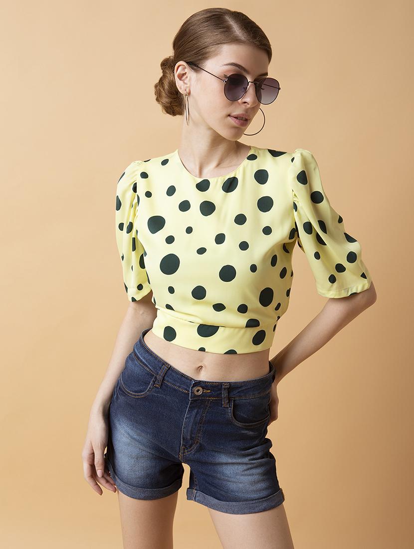 yellow crepe blouson top - 21387515 - Standard Image - 3