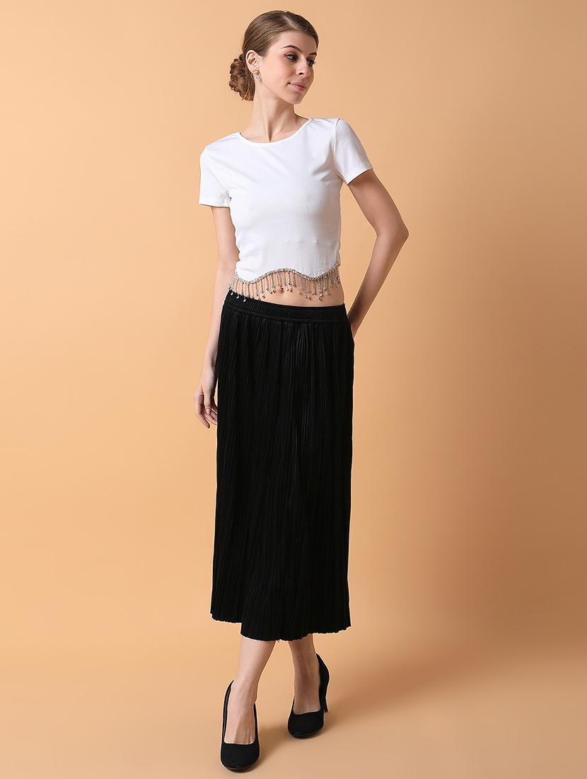 black solid flared skirt - 21387522 - Standard Image - 3
