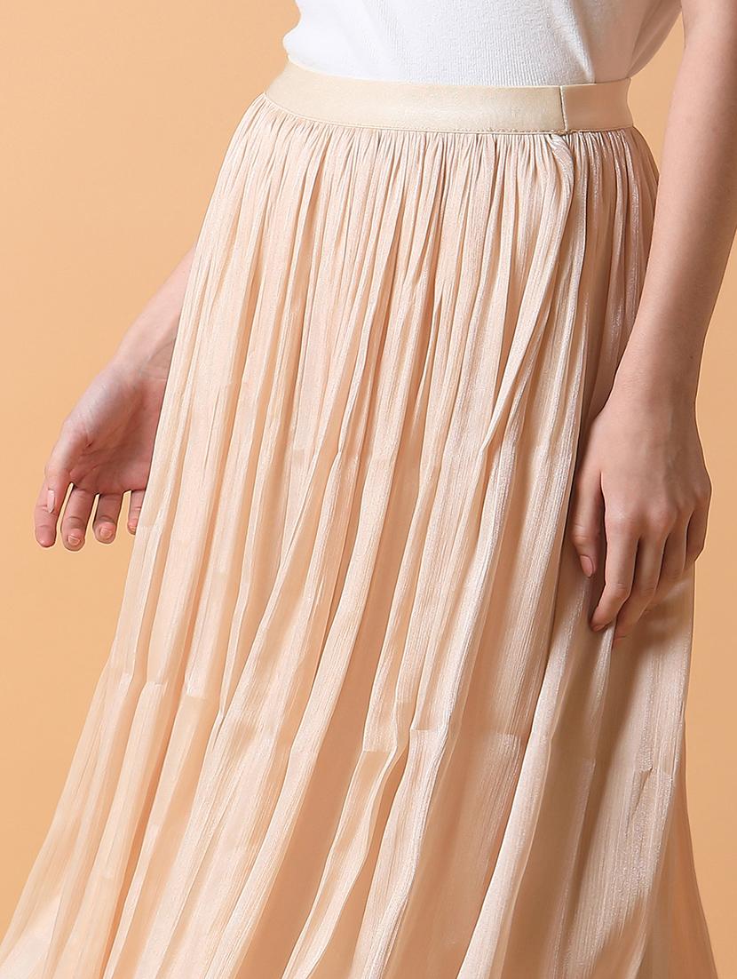 cream solid flared skirt - 21387523 - Standard Image - 5