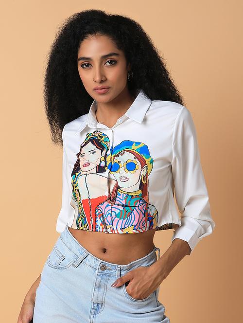 white graphic boxy shirt - 21387566 - Standard Image - 0
