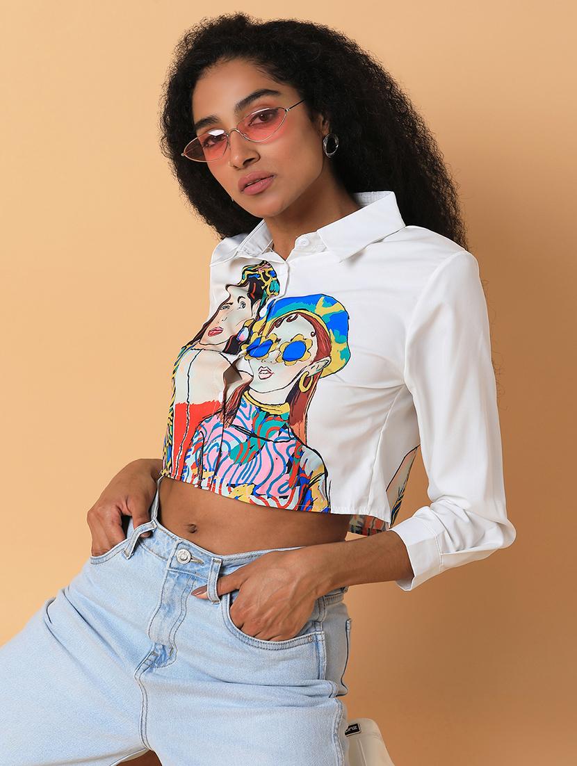 white graphic boxy shirt - 21387566 - Standard Image - 3