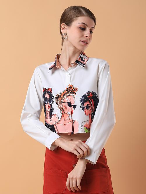 women graphic print crop shirt - 21387567 - Standard Image - 0
