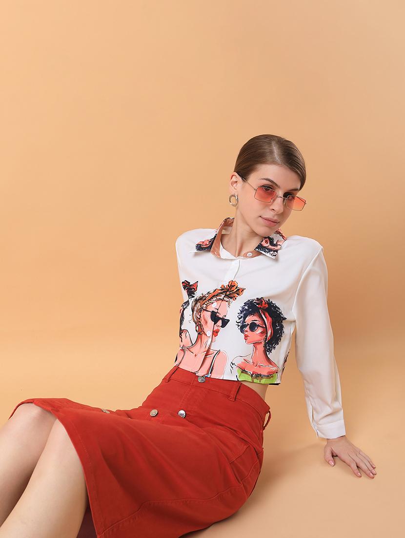 women graphic print crop shirt - 21387567 - Standard Image - 3
