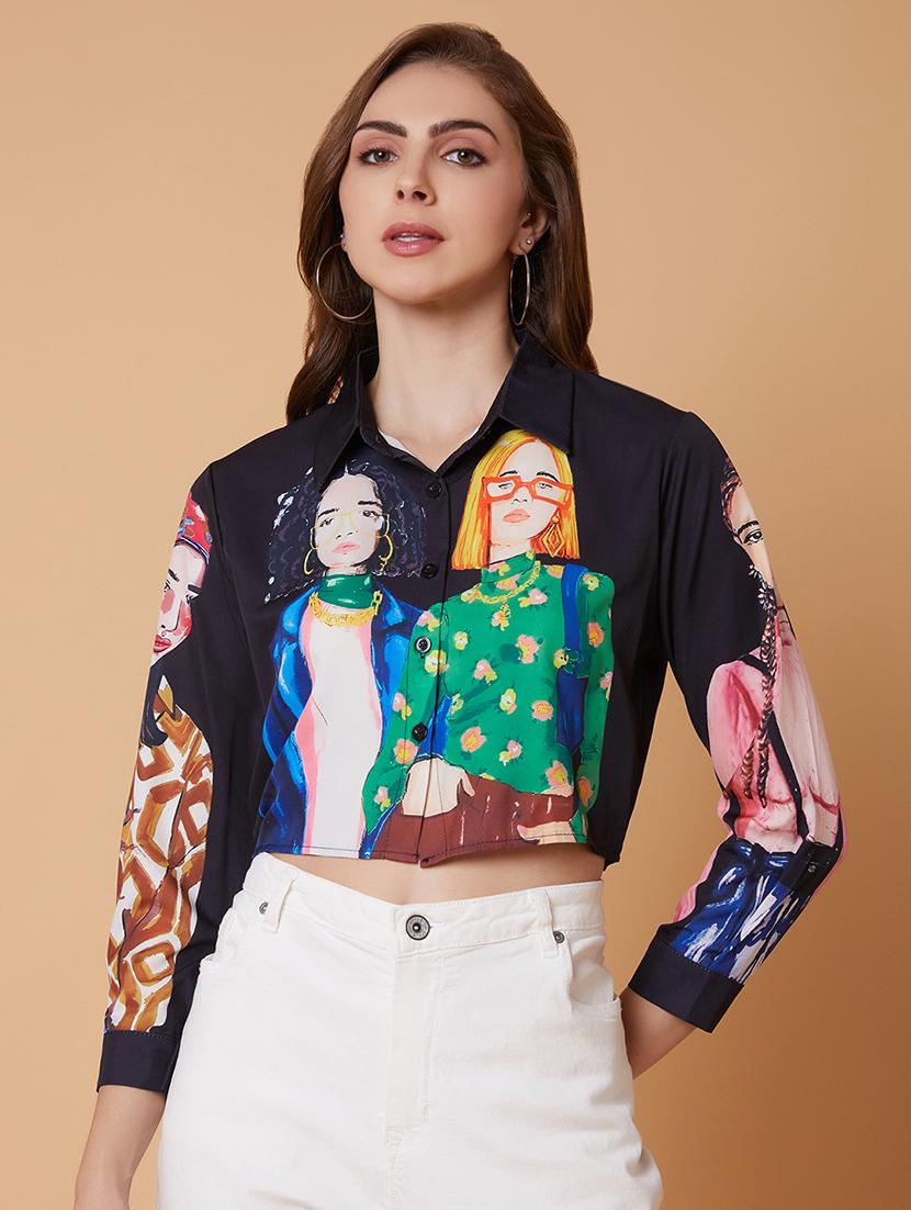 women graphic print crop shirt - 21387568 -  Zoom Image - 0