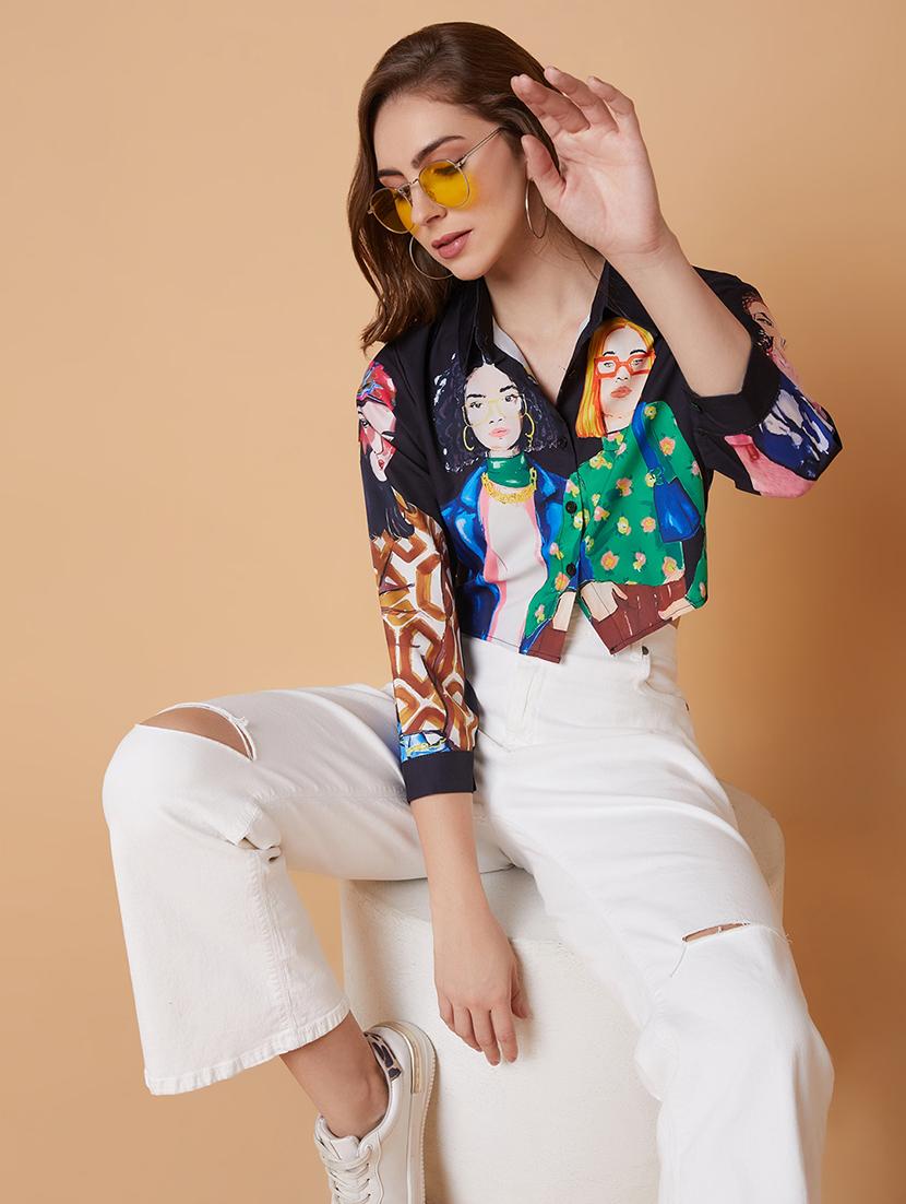 women graphic print crop shirt - 21387568 - Standard Image - 3