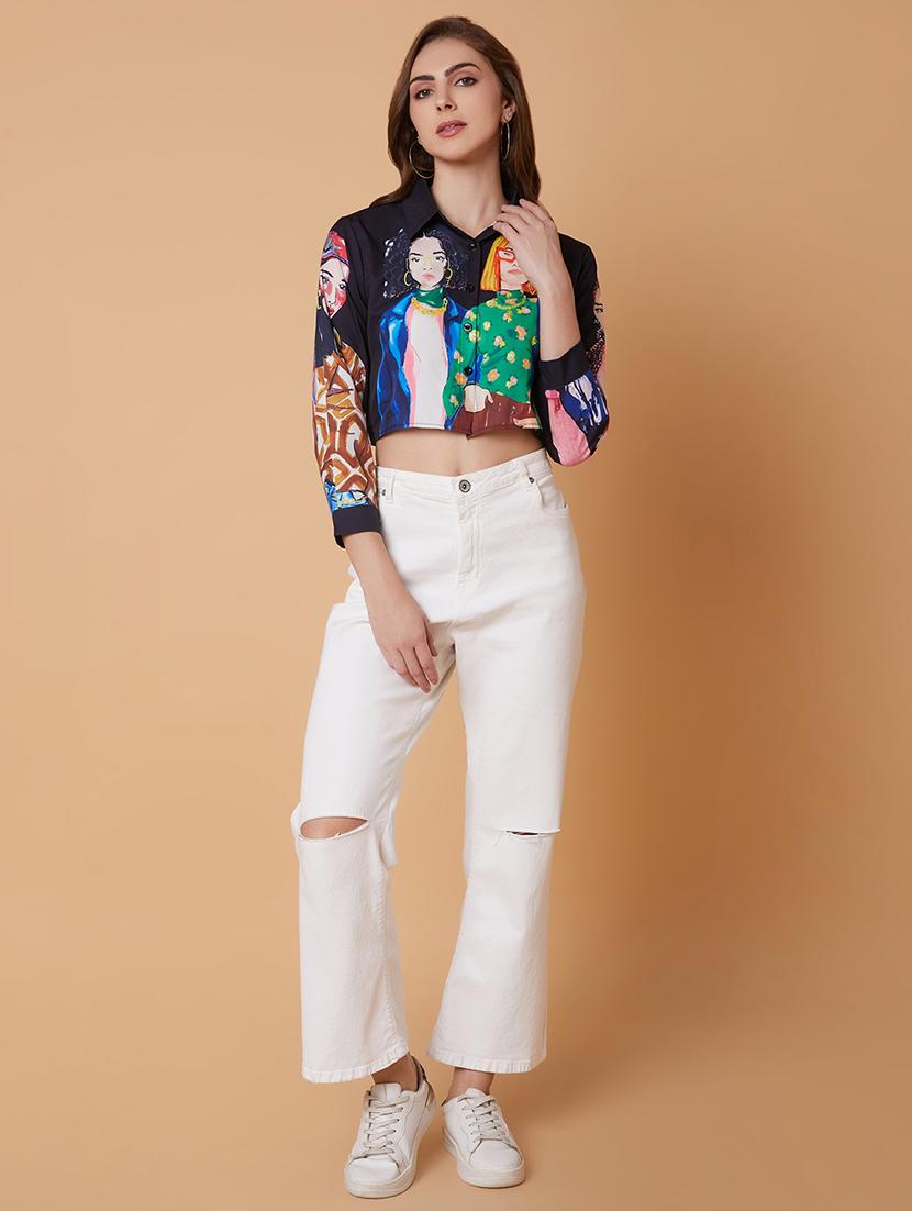 women graphic print crop shirt - 21387568 - Standard Image - 5
