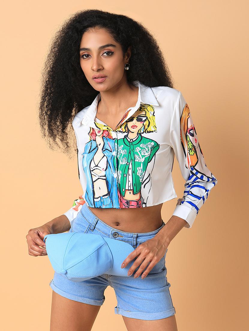 white graphic boxy shirt - 21387569 - Standard Image - 3