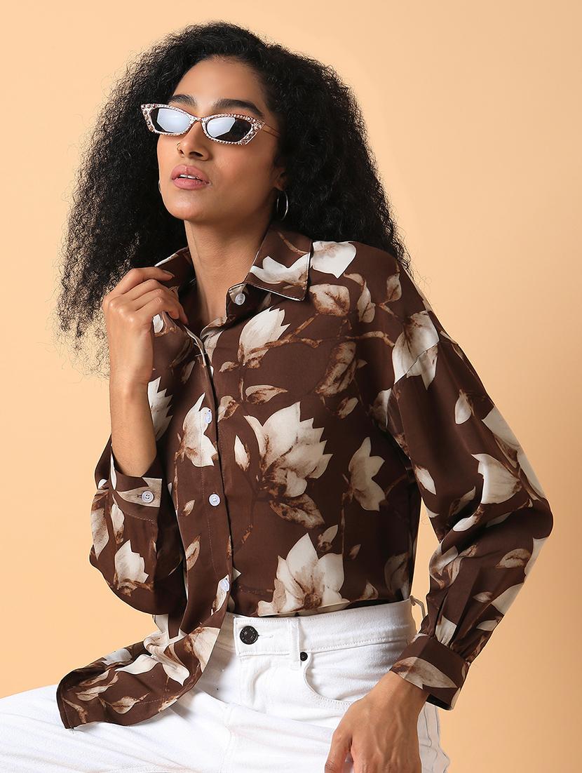 women froral print long sleeve shirt - 21387573 - Standard Image - 3