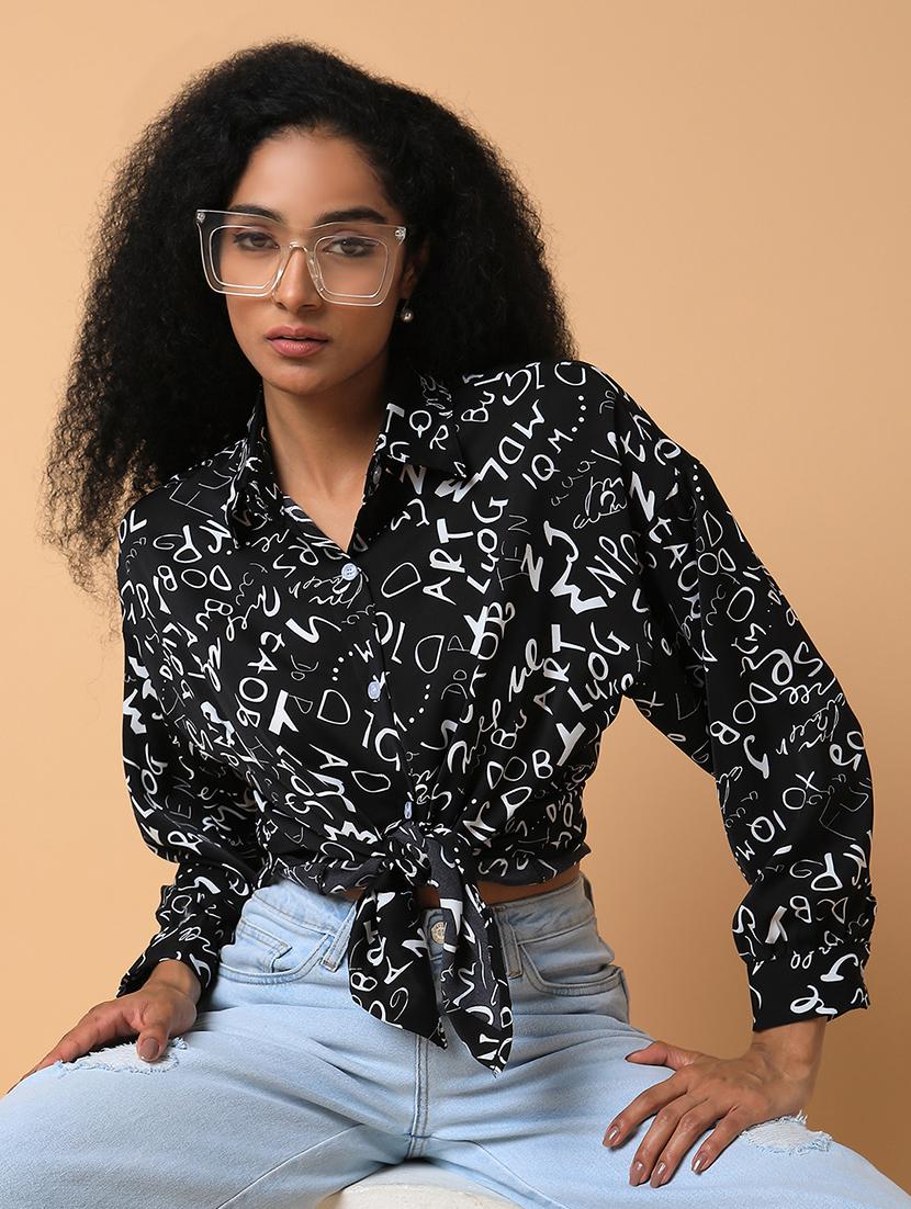 women black crepe boxy shirt - 21387575 - Standard Image - 3