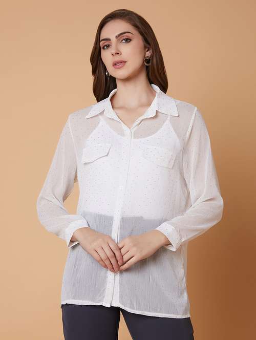 white polka dot oversized shirt - 21387587 -  Standard Image - 0