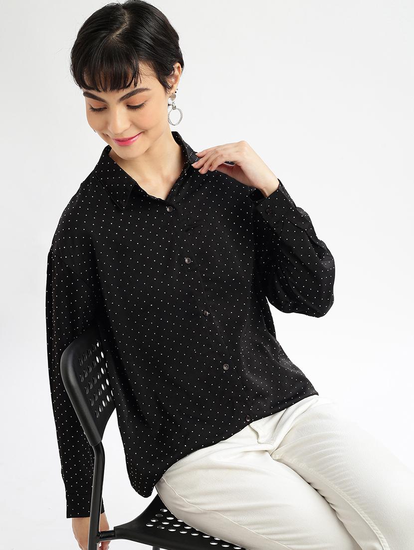 black polka dot regular shirt - 21387588 - Standard Image - 3