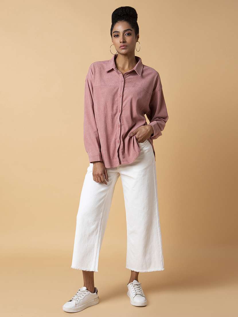 women peach oversized shirt - 21387590 -  Standard Image - 5
