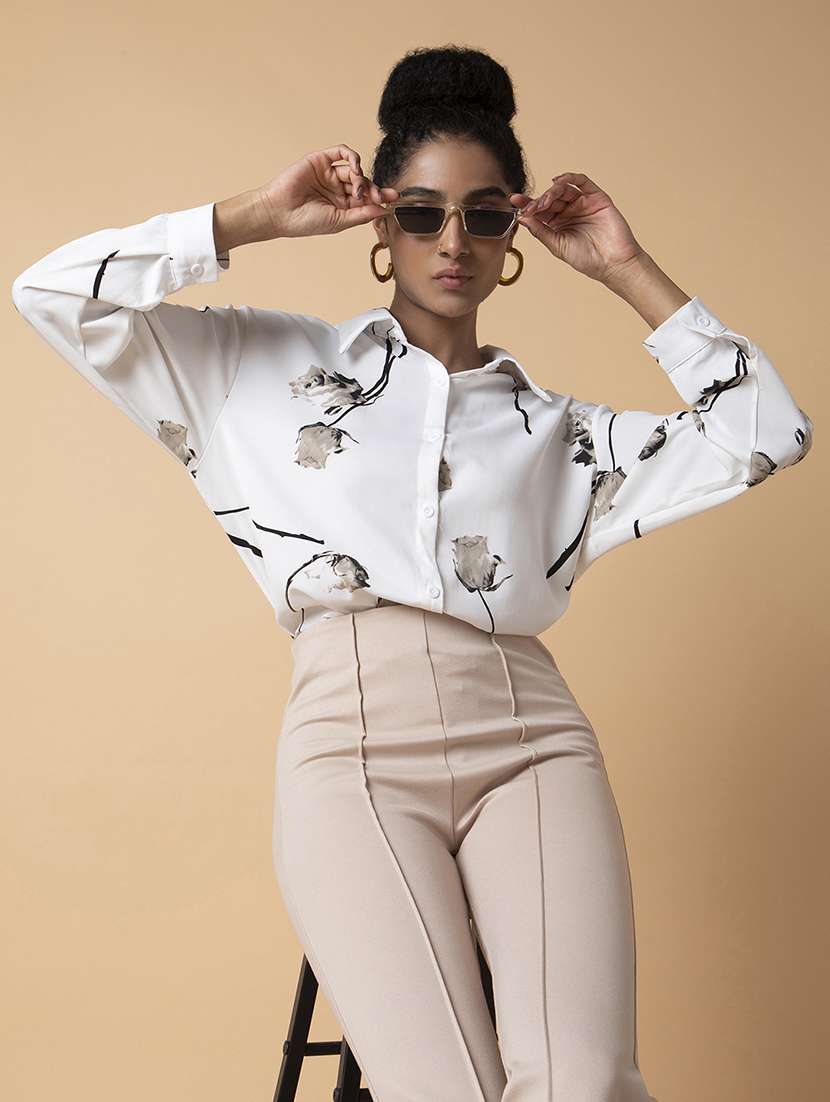 women white crepe oversized shirt - 21387593 - Standard Image - 3