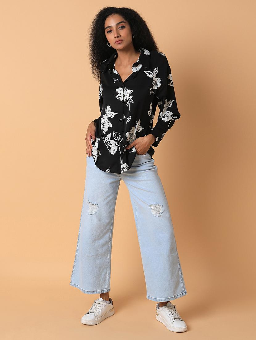 black floral printed oversized shirt - 21387594 - Standard Image - 5