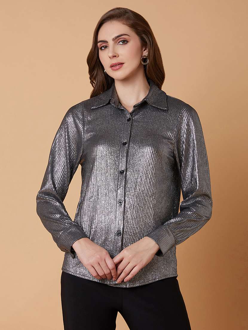 metallic solid regular shirt
