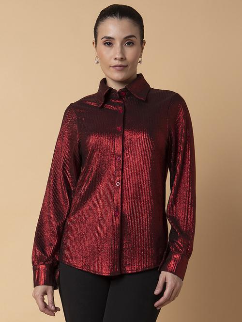 women spread collar solid regular shirt - 21387596 -  Standard Image - 0