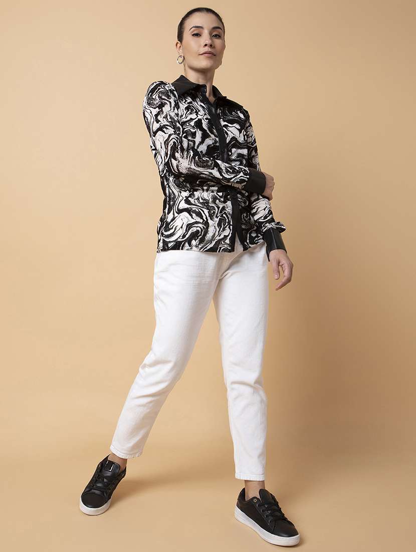 white printed nylon regular shirt - 21387598 -  Standard Image - 5