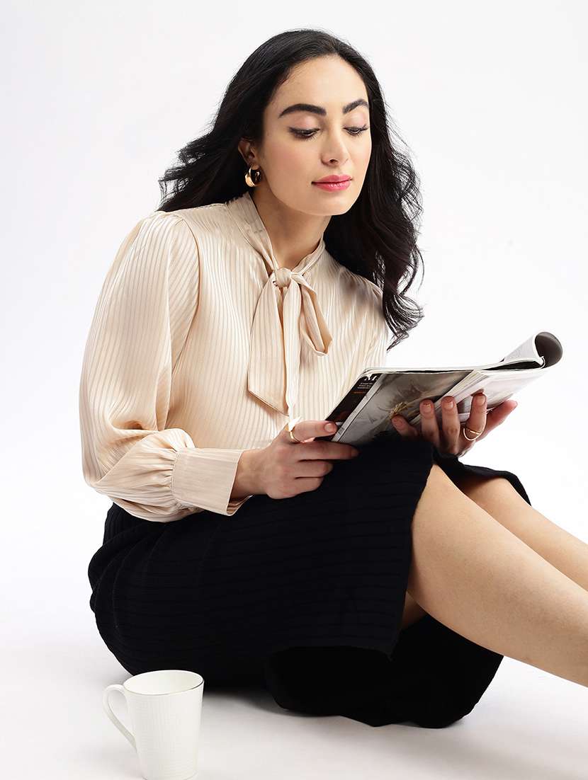 cream stripes regular shirt - 21387616 - Standard Image - 3