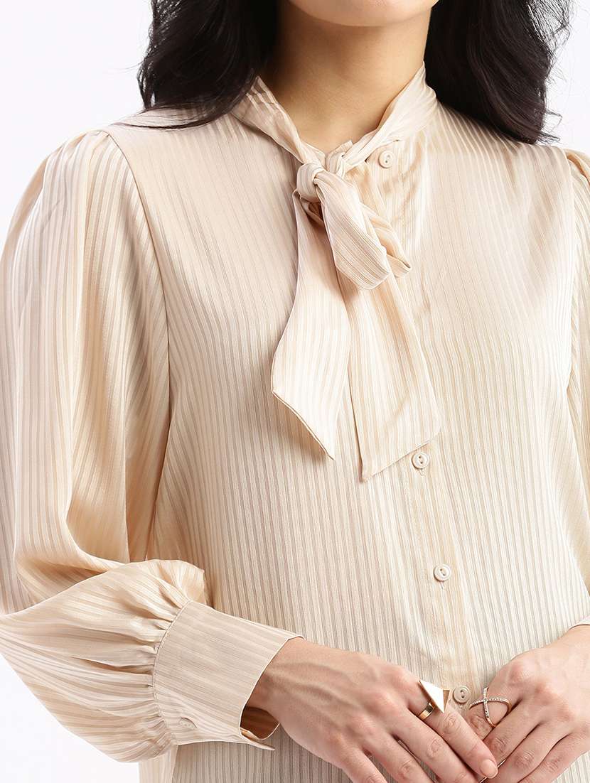 cream stripes regular shirt - 21387616 - Standard Image - 5