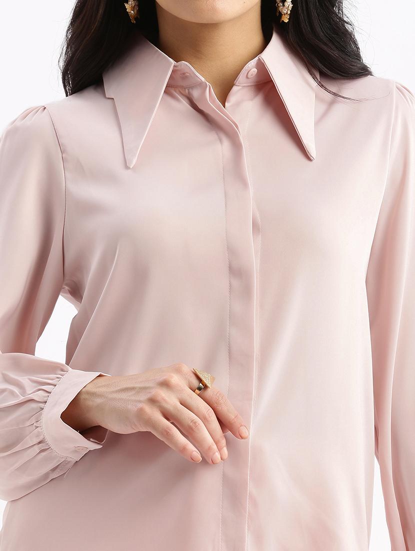 women pink satin regular shirt - 21387619 - Standard Image - 5