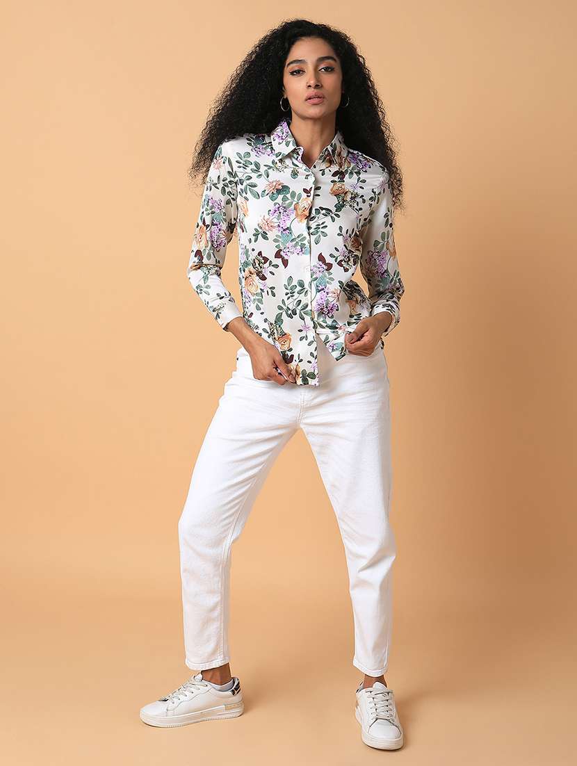 cream floral printed regular shirt - 21387626 - Standard Image - 5