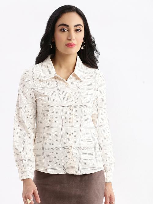 cream printed regular shirt - 21387638 -  Standard Image - 0