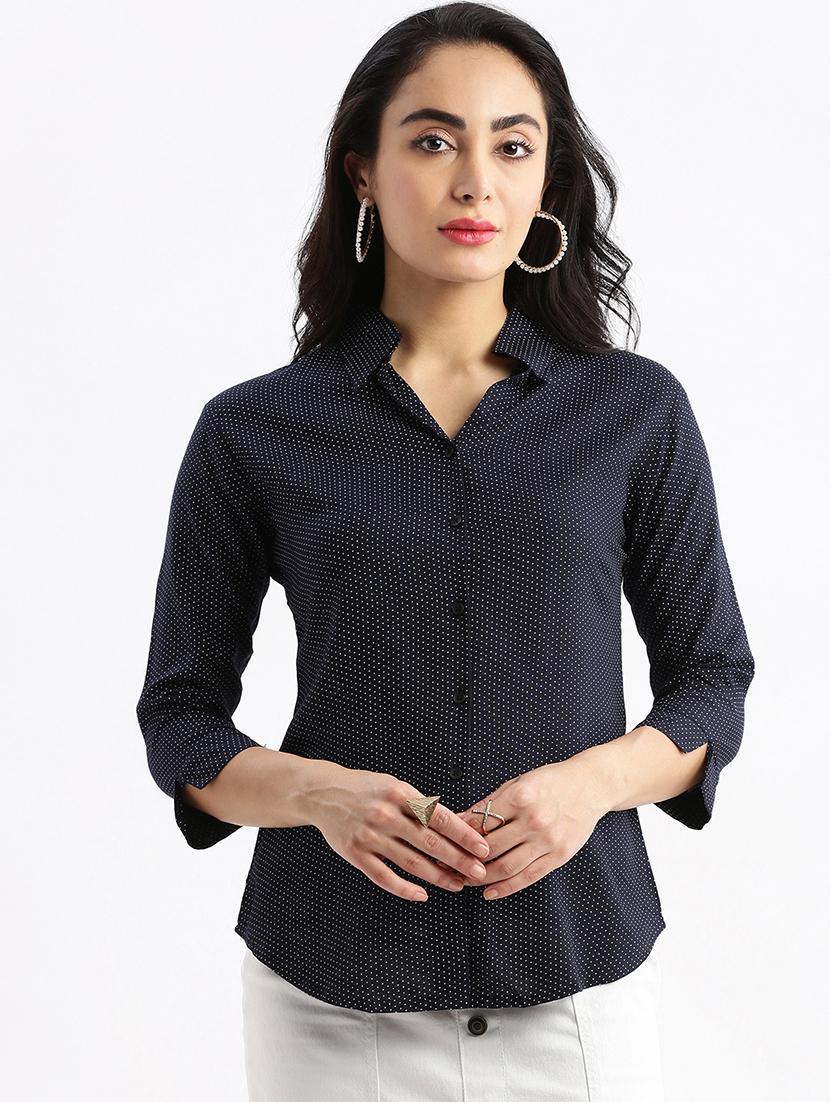 women navy blue cotton regular shirt - 21387647 - Zoom Image - 0