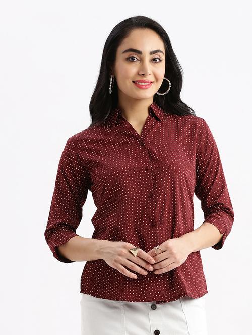 maroon polka dot regular shirt - 21387653 - Standard Image - 0
