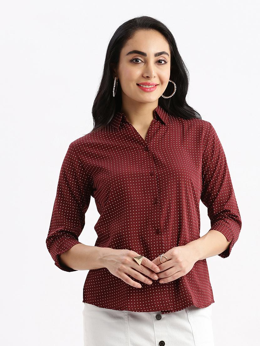 maroon polka dot regular shirt - 21387653 - Zoom Image - 0