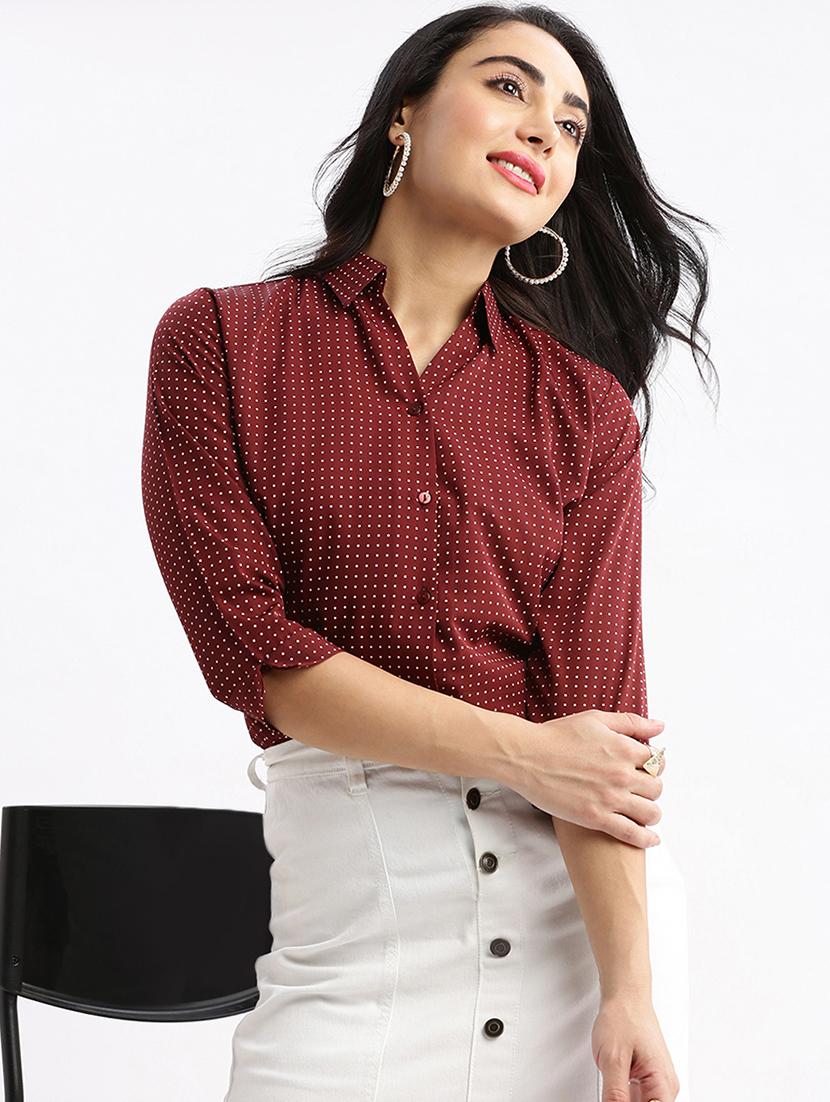 maroon polka dot regular shirt - 21387653 - Standard Image - 5