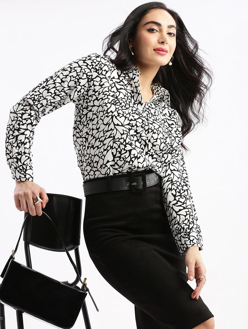 women black printed long sleeves regular shirt - 21387661 - Standard Image - 3