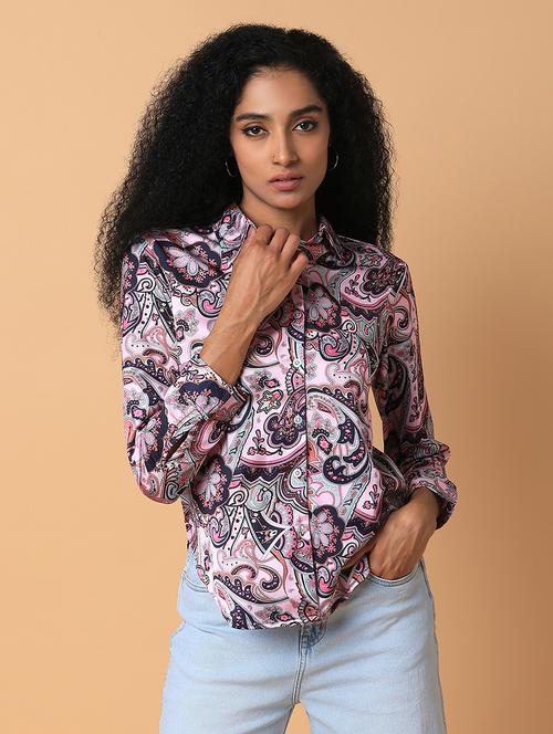 women pink printed long sleeves regular shirt - 21387662 - Standard Image - 0