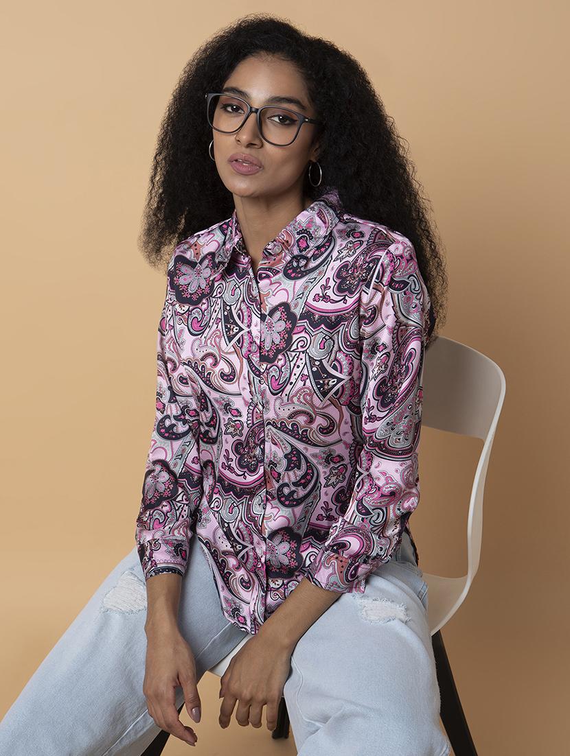 women pink printed long sleeves regular shirt - 21387662 - Standard Image - 3