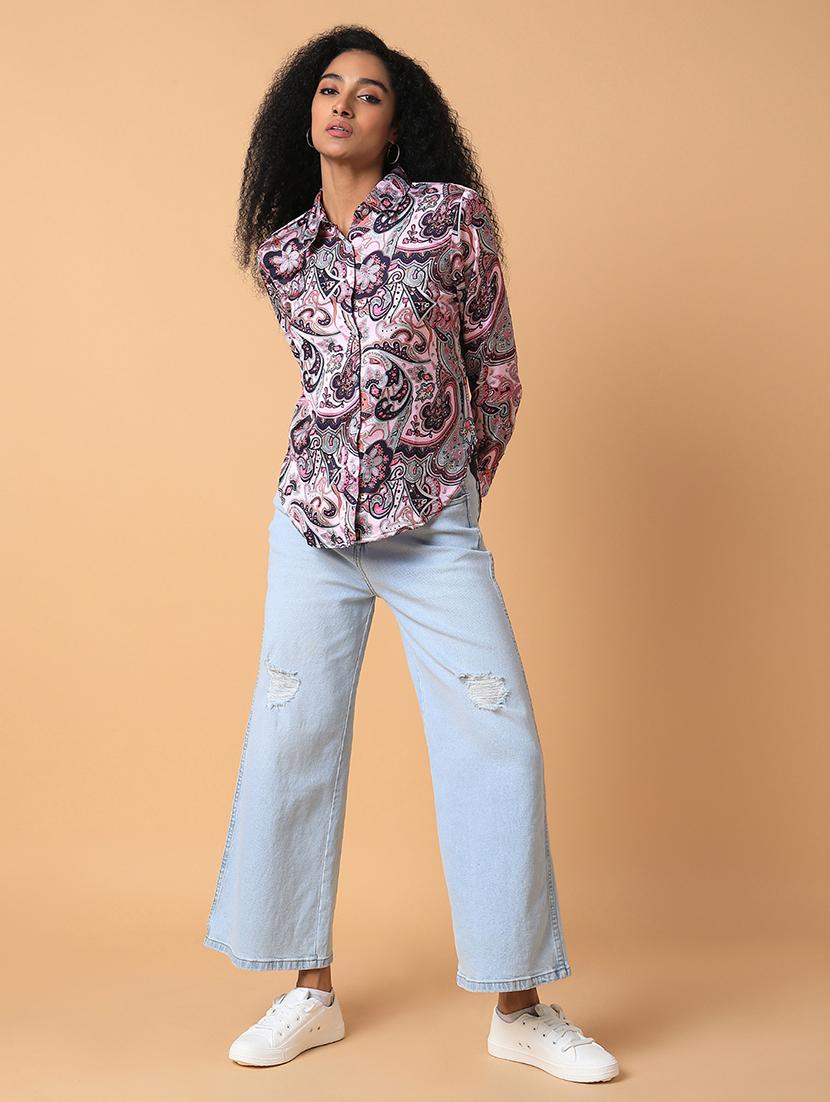 women pink printed long sleeves regular shirt - 21387662 - Standard Image - 5